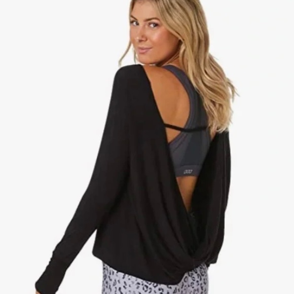 LORNA Jane Longsleeve Open Back Black top - Picture 2 of 3